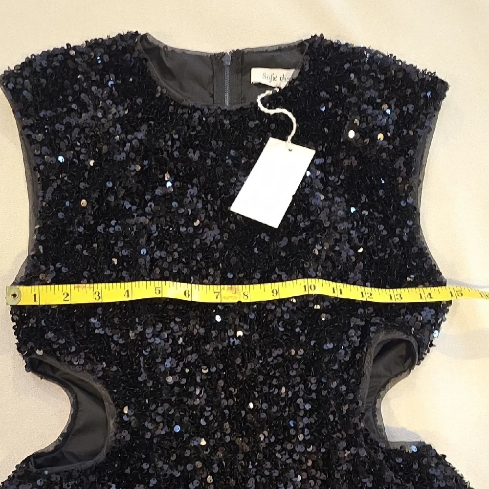Black Sequin Cutout Mini Dress - Picture 13 of 14
